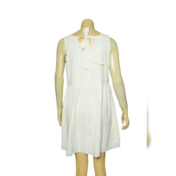 Sezane Robe Loulou Mini Dress L 42 Women's Floral Embroidered Ivory Cotton 42312 - Picture 4 of 4